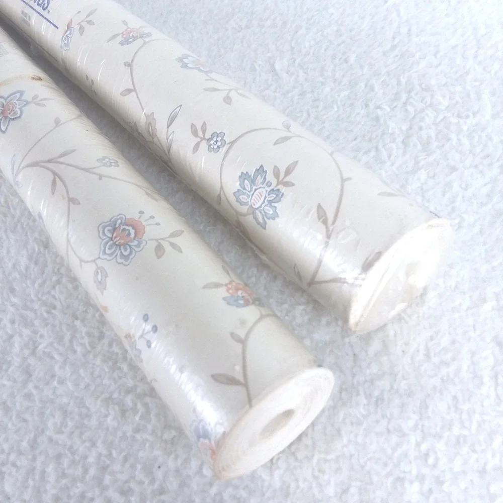 Borden Home Wallpaper Double Roll Bolt Vinyl Coated Floral Pattern WC775 Vintage